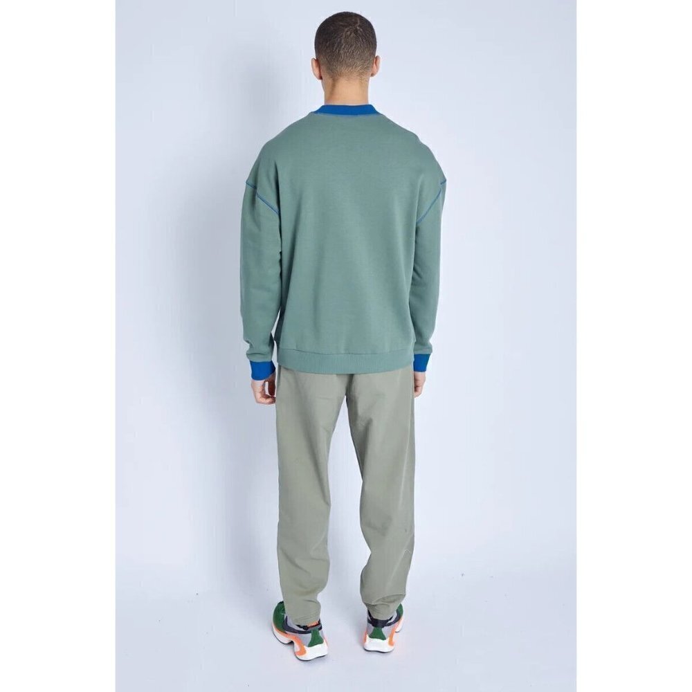 Native Youth Mens green sweatshirt BNWOT XLarge NEW blue contrast trim - Picture 8 of 8